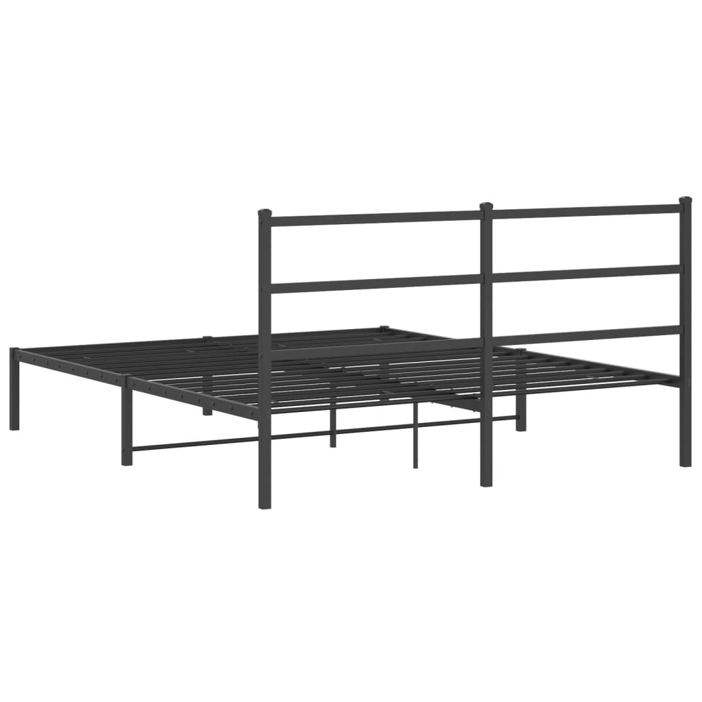 Metalni okvir za krevet s uzglavljem crni 150x200 cm