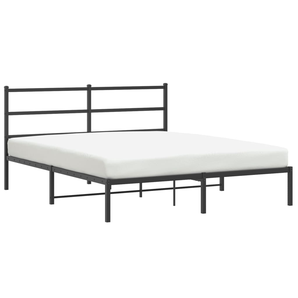 Metalni okvir za krevet s uzglavljem crni 160x200 cm