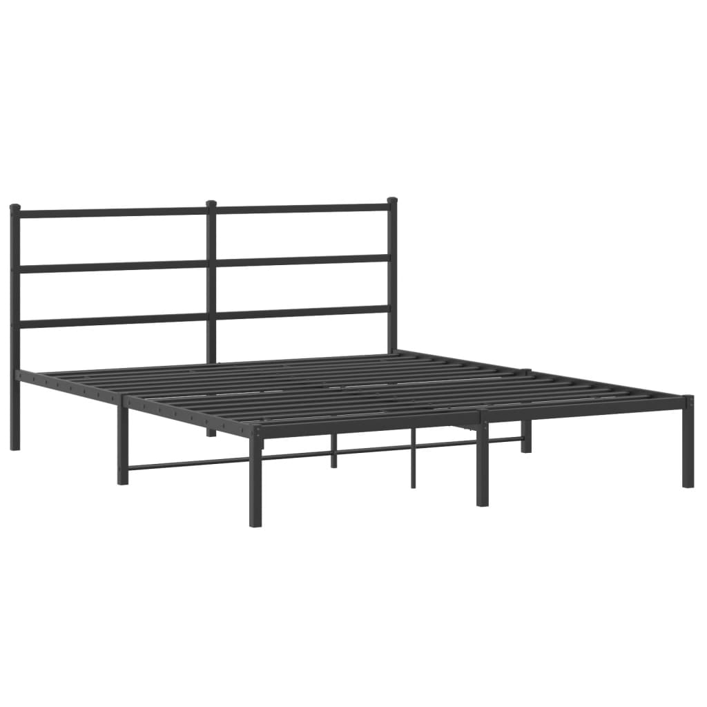 Metalni okvir za krevet s uzglavljem crni 160x200 cm