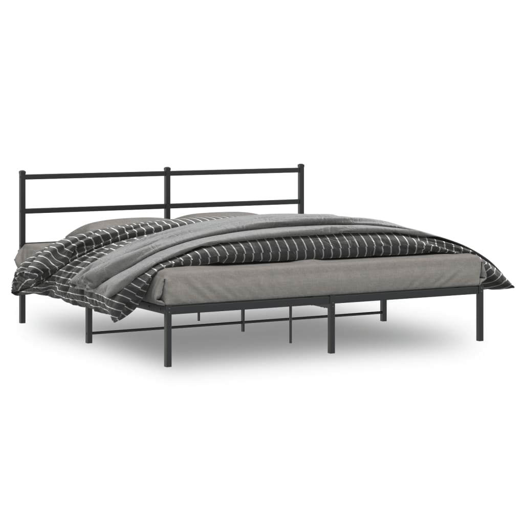 Metalni okvir za krevet s uzglavljem crni 180x200 cm