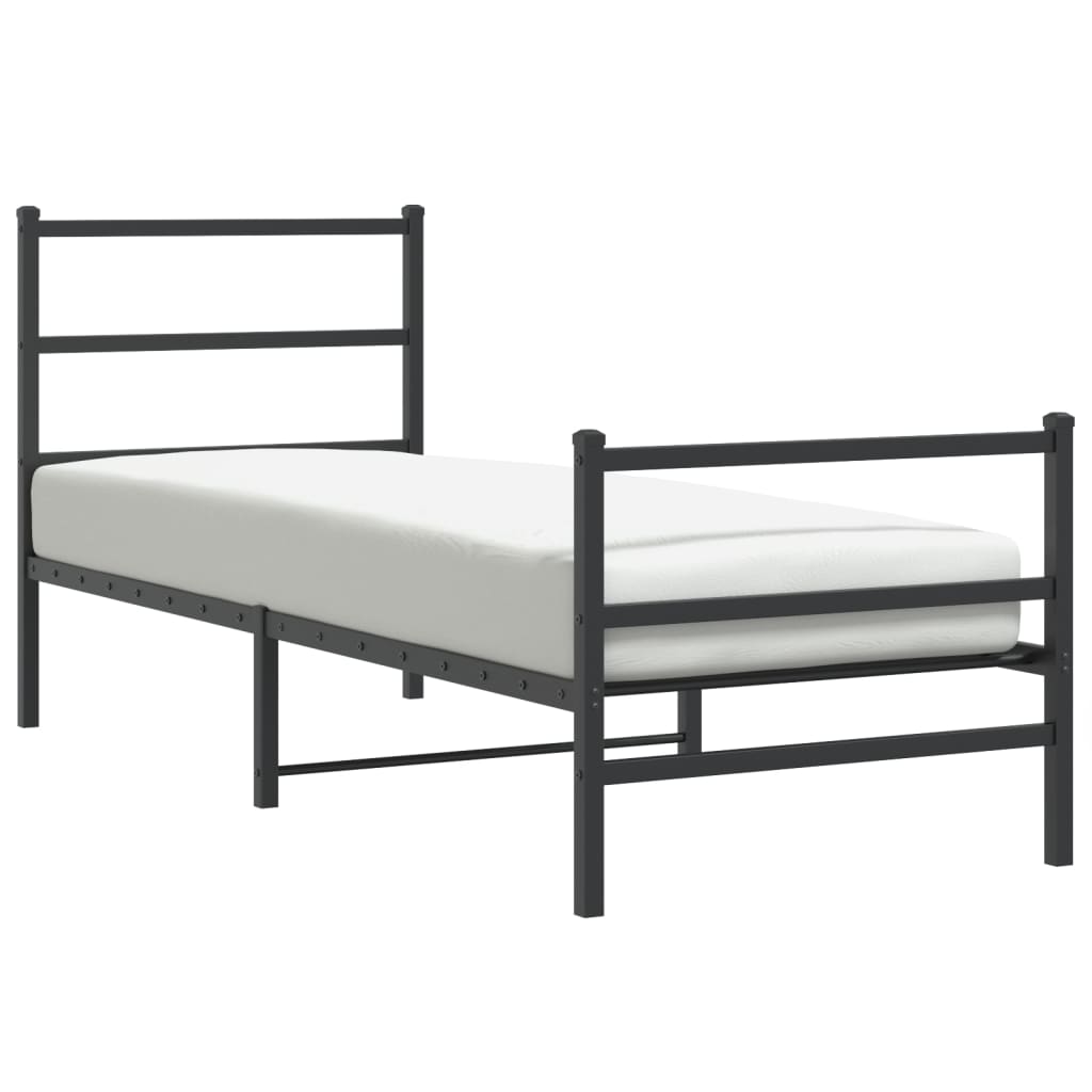 Metalni okvir kreveta s uzglavljem i podnožjem crni 75 x 190 cm