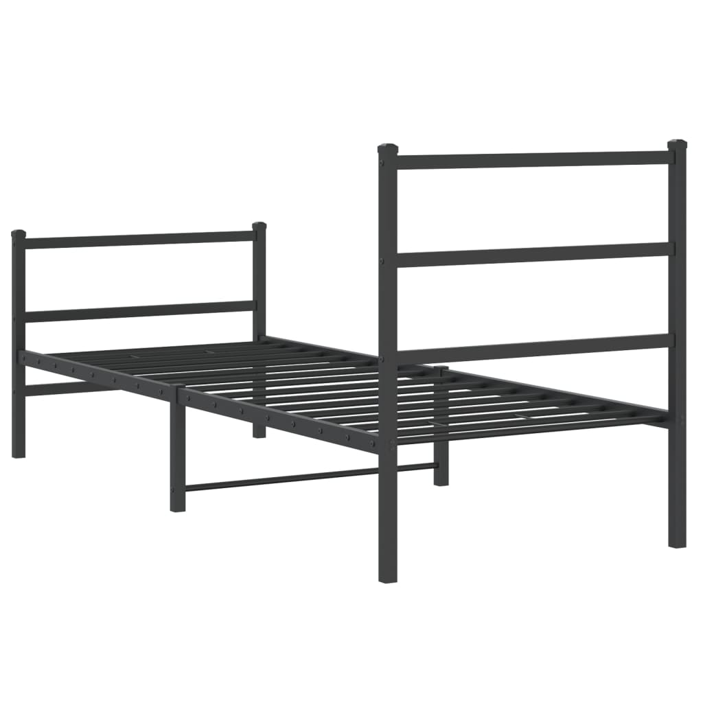 Metalni okvir kreveta s uzglavljem i podnožjem crni 80 x 200 cm