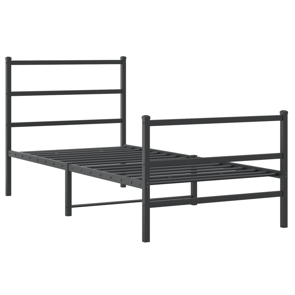 Metalni okvir kreveta s uzglavljem i podnožjem crni 90 x 190 cm