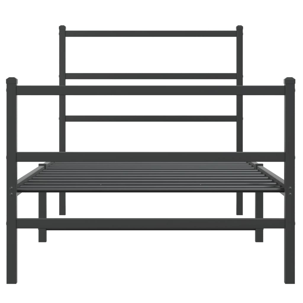 Metalni okvir kreveta s uzglavljem i podnožjem crni 90 x 190 cm