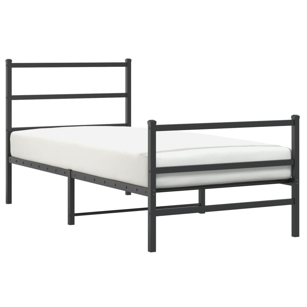 Metalni okvir kreveta s uzglavljem i podnožjem crni 90 x 200 cm