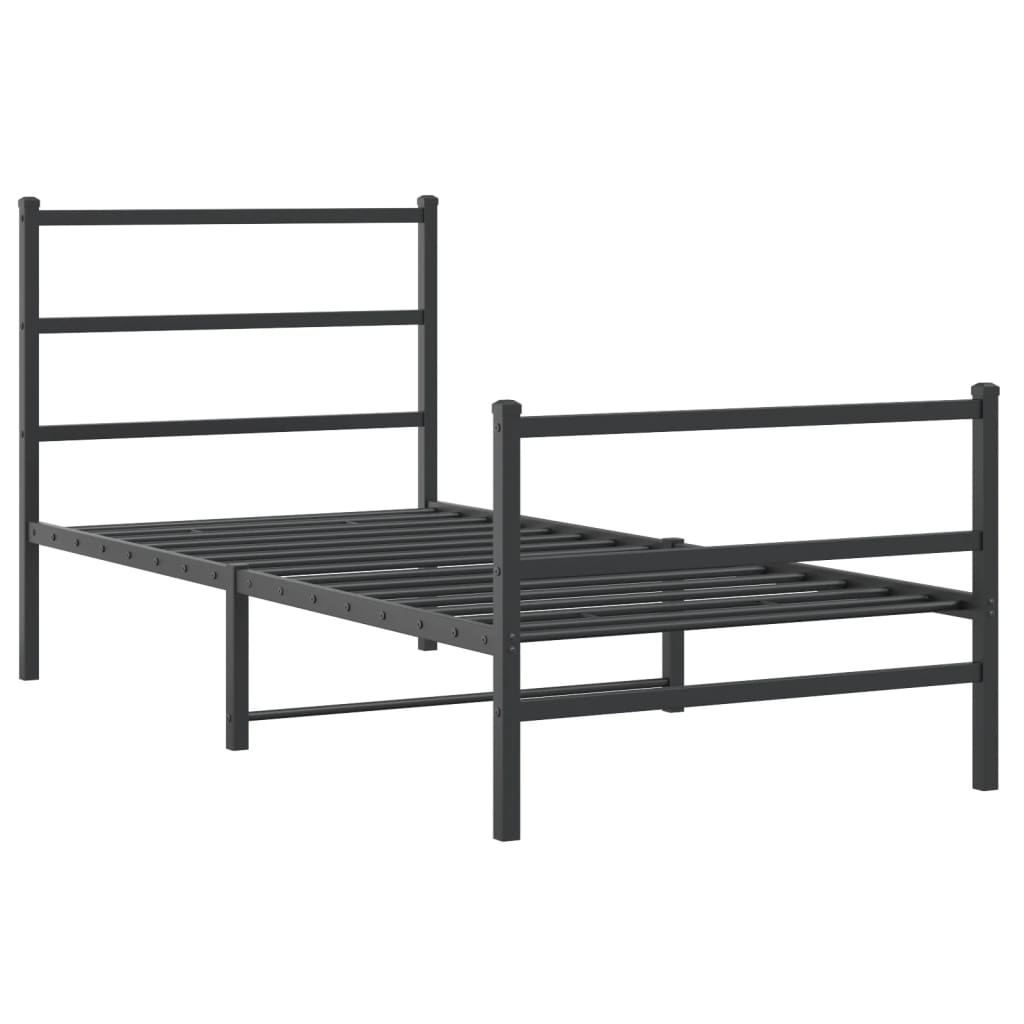 Metalni okvir kreveta s uzglavljem i podnožjem crni 90 x 200 cm