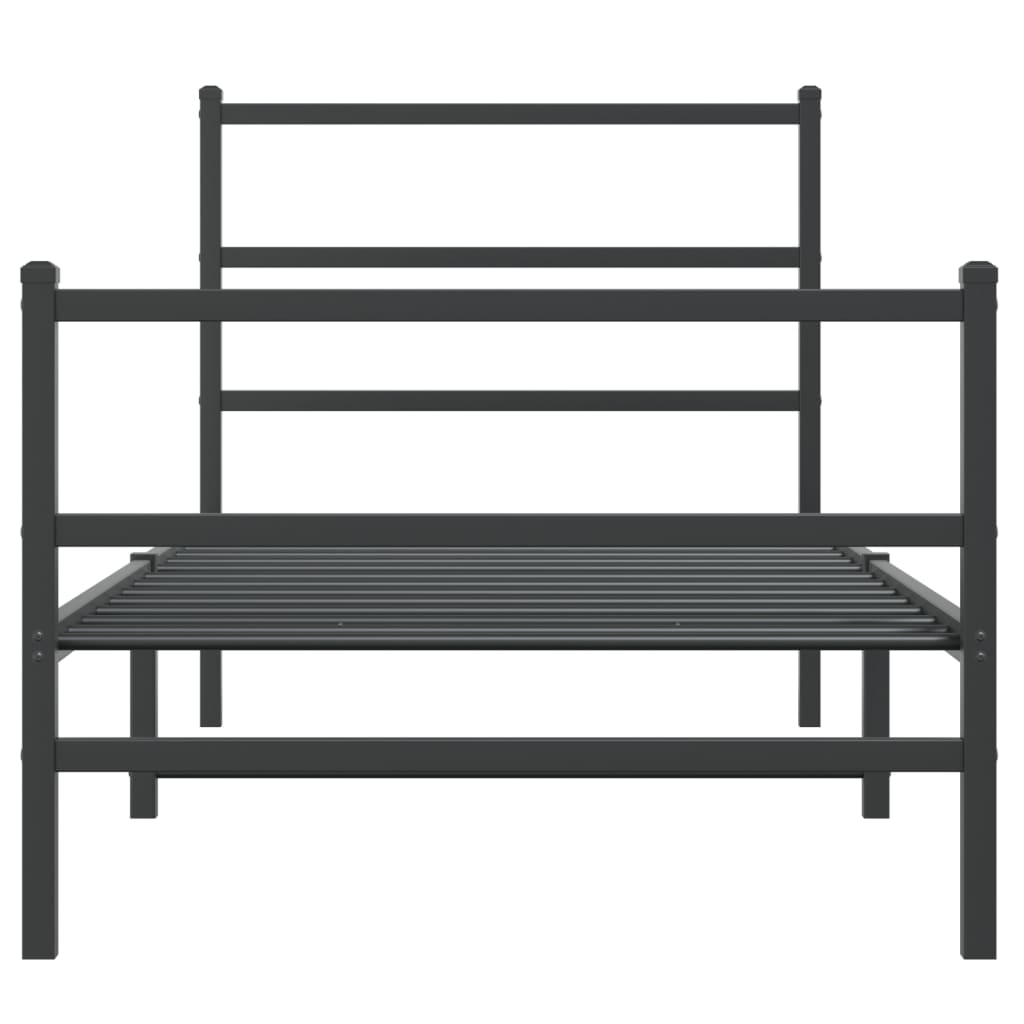 Metalni okvir kreveta s uzglavljem i podnožjem crni 90 x 200 cm