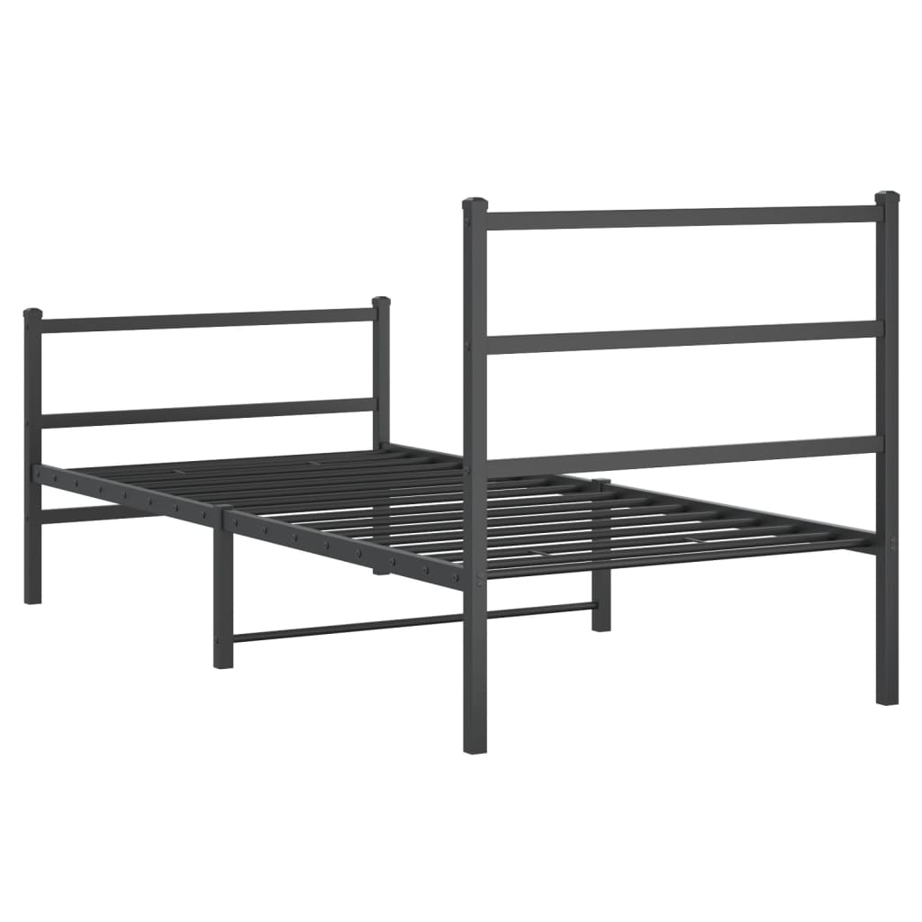 Metalni okvir kreveta s uzglavljem i podnožjem crni 90 x 200 cm