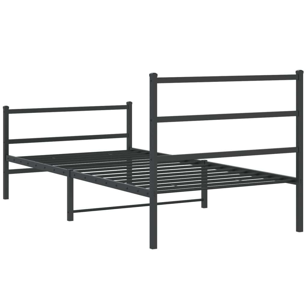 Metalni okvir kreveta s uzglavljem i podnožjem crni 100x190 cm