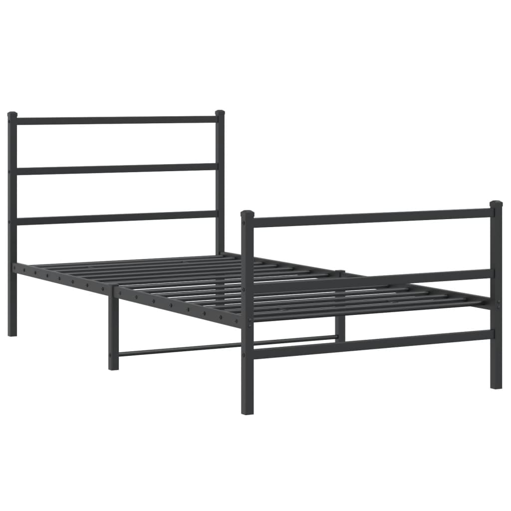 Metalni okvir kreveta s uzglavljem i podnožjem crni 100x200 cm