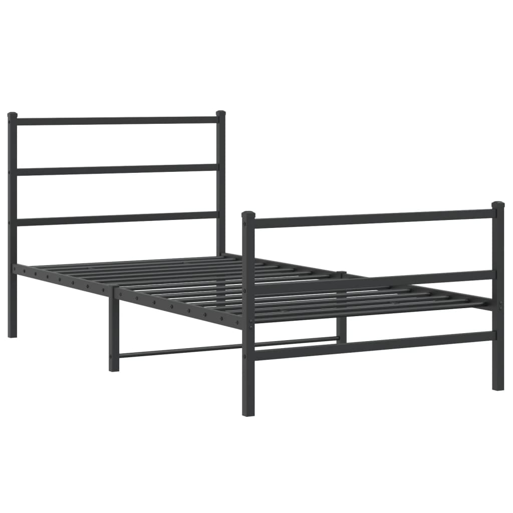 Metalni okvir kreveta s uzglavljem i podnožjem crni 107x203 cm