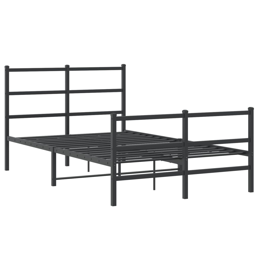 Metalni okvir kreveta s uzglavljem i podnožjem crni 120x190 cm