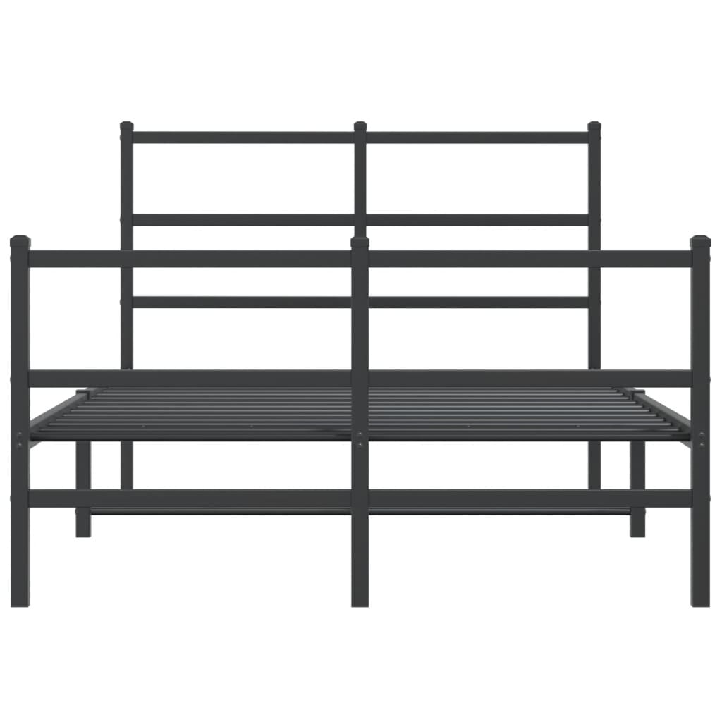 Metalni okvir kreveta s uzglavljem i podnožjem crni 120x190 cm