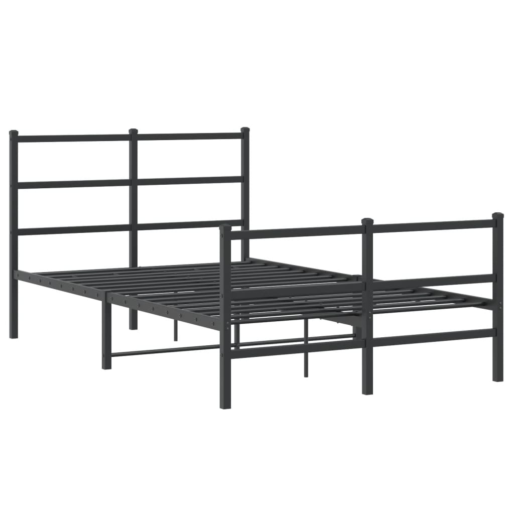 Metalni okvir kreveta s uzglavljem i podnožjem crni 120x200 cm