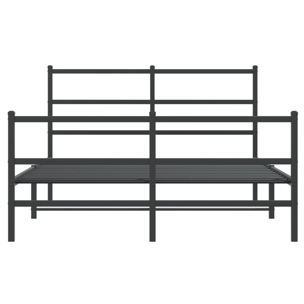 Metalni okvir kreveta s uzglavljem i podnožjem crni 135x190 cm