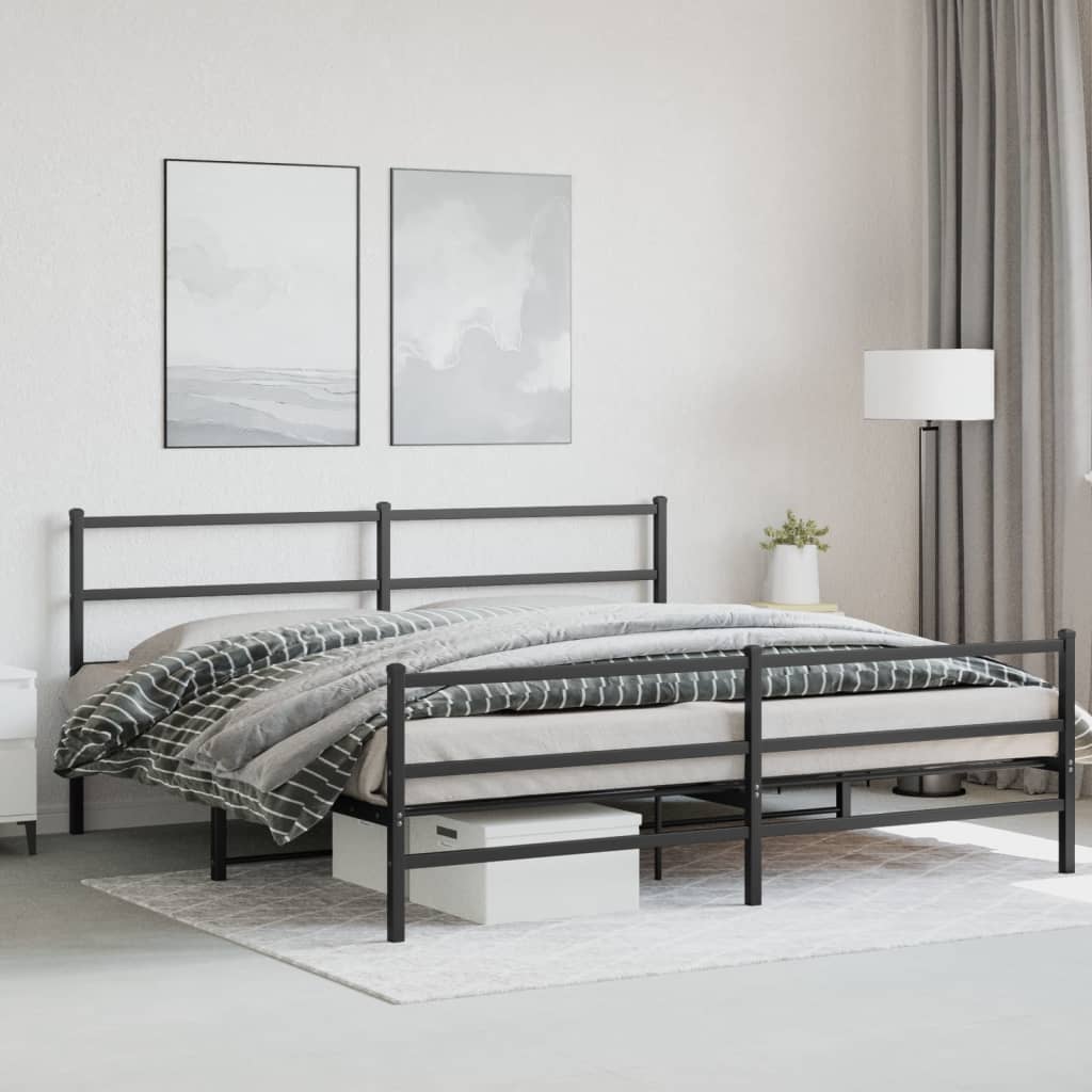 Metalni okvir kreveta s uzglavljem i podnožjem crni 180x200 cm
