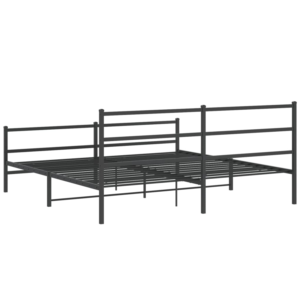 Metalni okvir kreveta s uzglavljem i podnožjem crni 180x200 cm