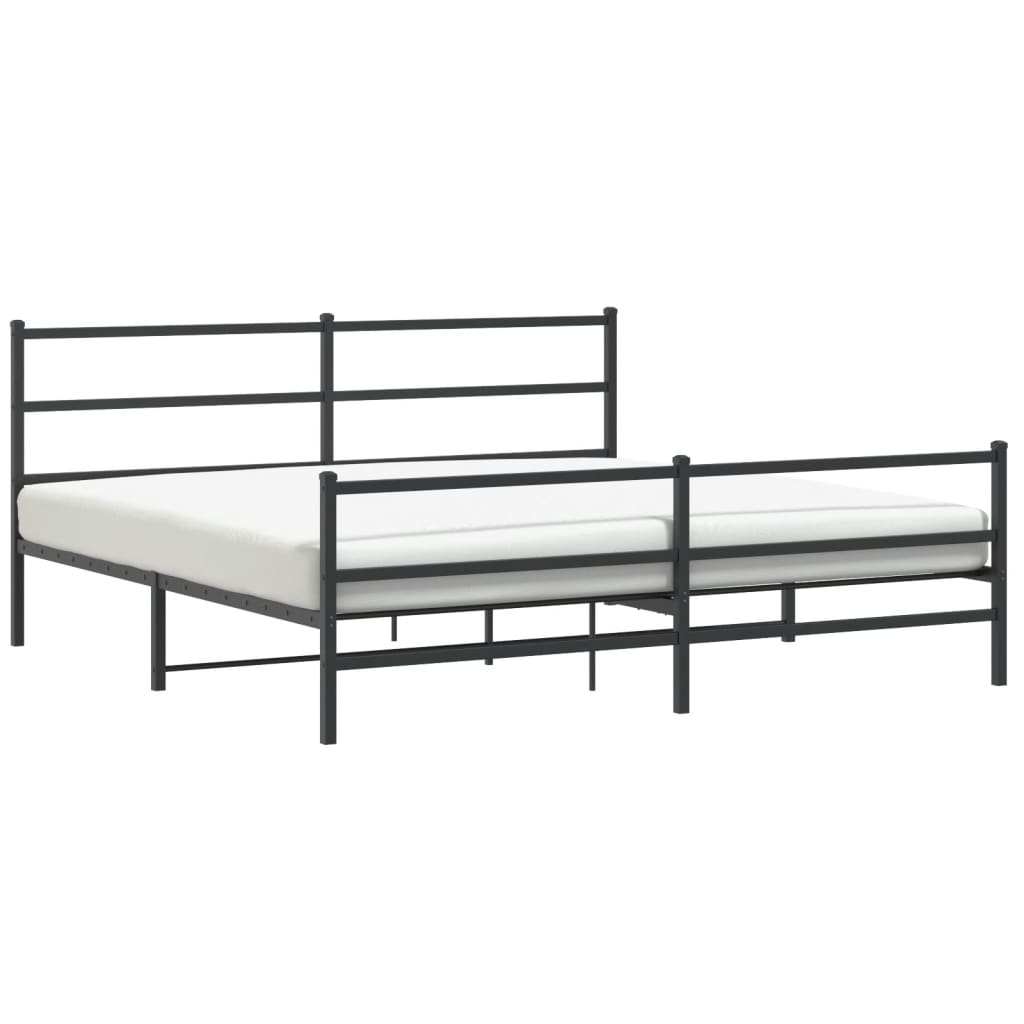 Metalni okvir kreveta s uzglavljem i podnožjem crni 200x200 cm