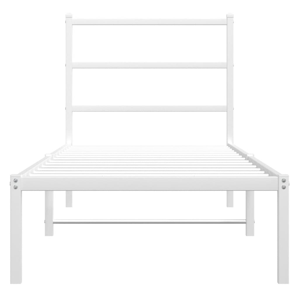 Metalni okvir krevet bez madraca s uzglavljem bijeli 75x190 cm