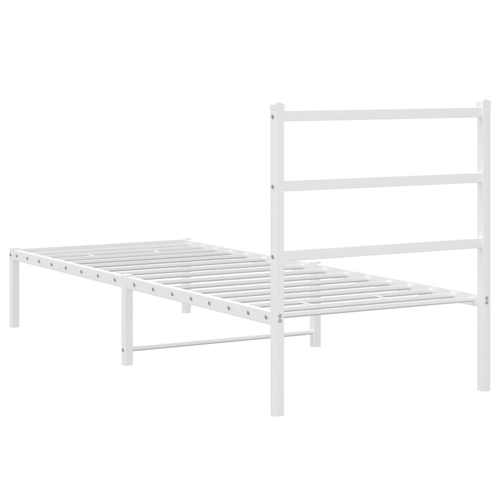 Metalni okvir krevet bez madraca s uzglavljem bijeli 75x190 cm