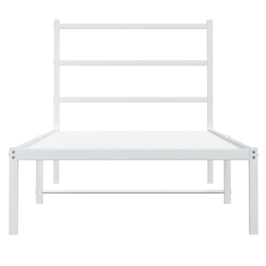 Metalni okvir za krevet s uzglavljem bijeli 90 x 190 cm