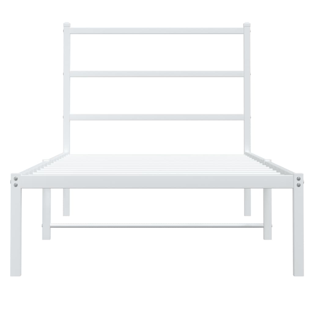 Metalni okvir za krevet s uzglavljem bijeli 90x200 cm
