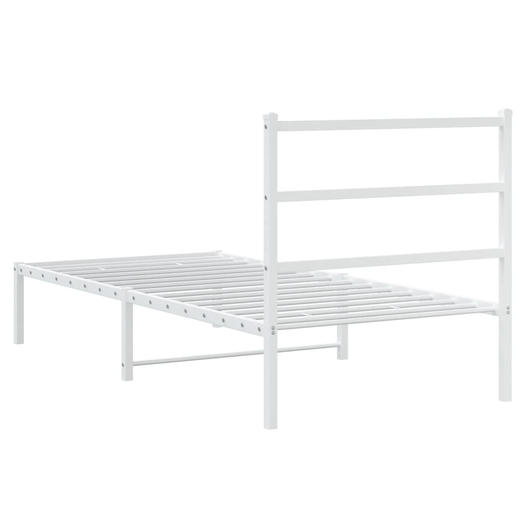 Metalni okvir za krevet s uzglavljem bijeli 90x200 cm