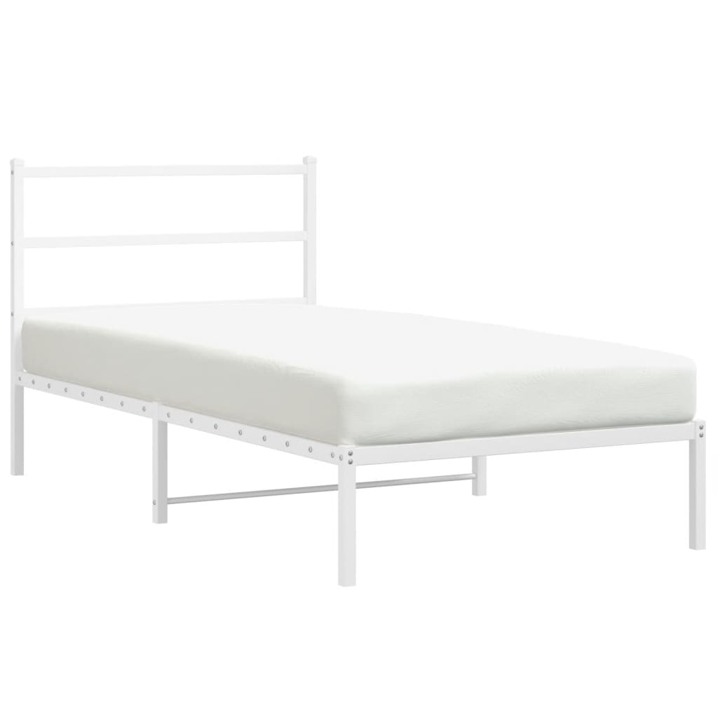 Metalni okvir za krevet s uzglavljem bijeli 100x190 cm