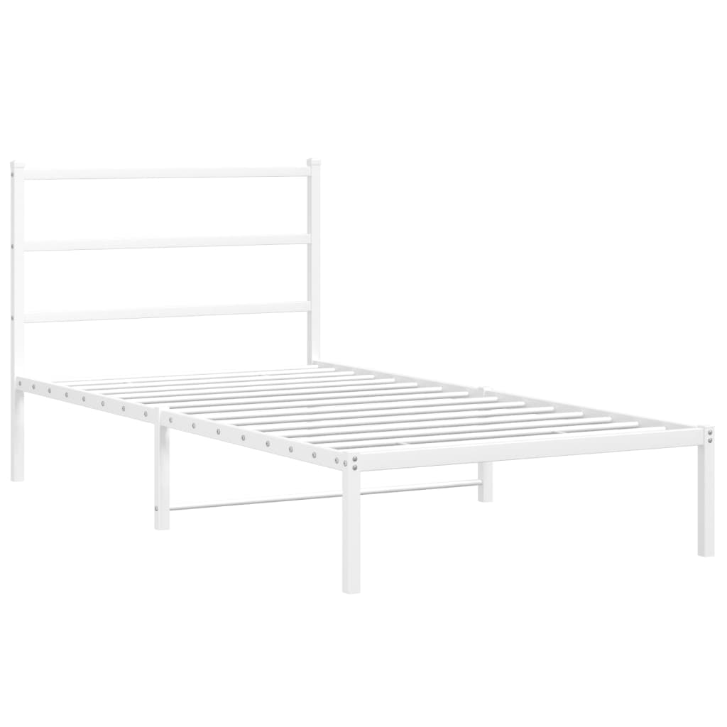 Metalni okvir za krevet s uzglavljem bijeli 100x200 cm