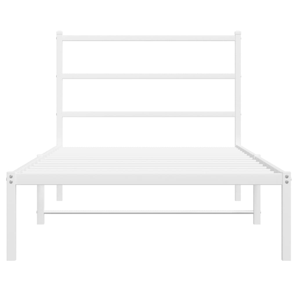 Metalni okvir za krevet s uzglavljem bijeli 100x200 cm