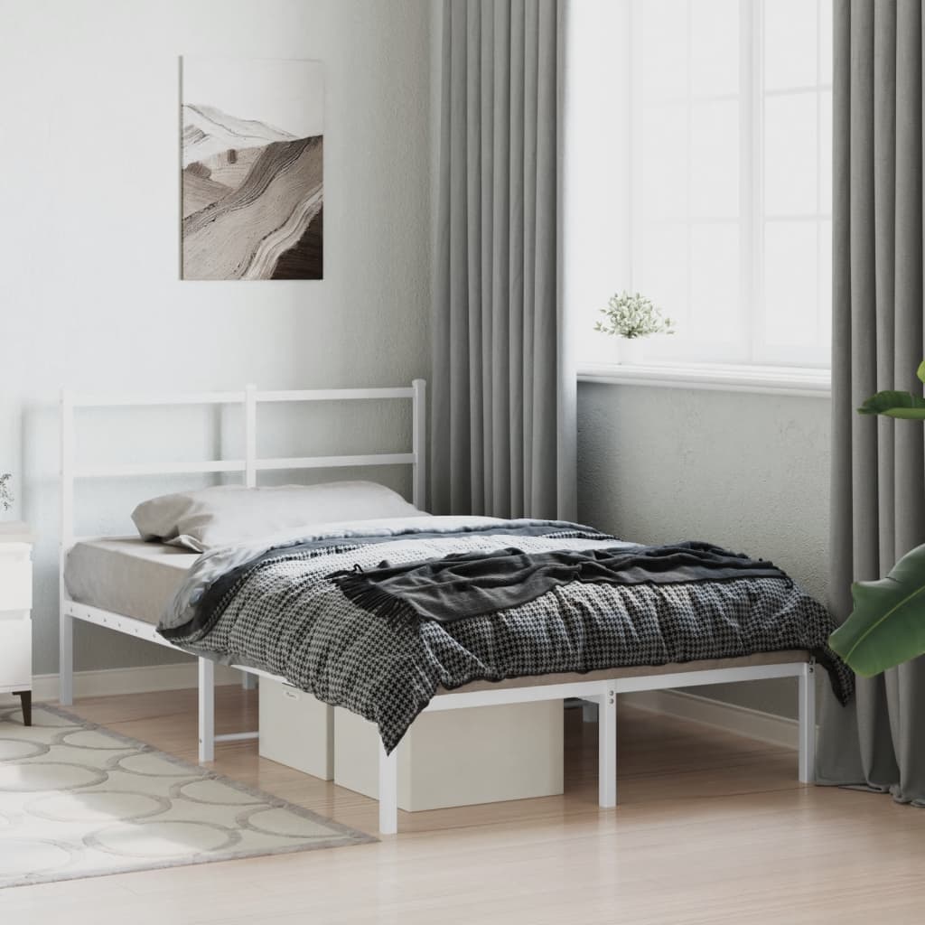 Metalni okvir za krevet s uzglavljem bijeli 120x200 cm