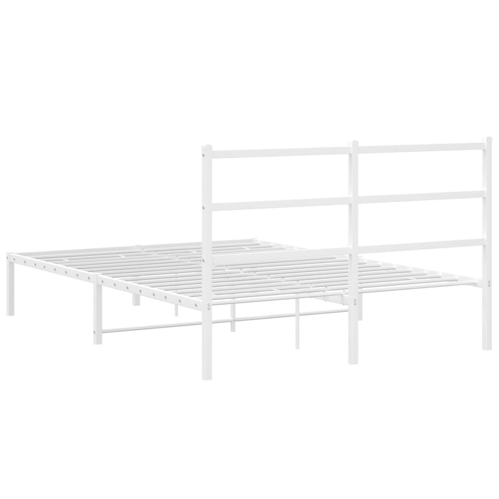 Metalni okvir za krevet s uzglavljem bijeli 135x190 cm