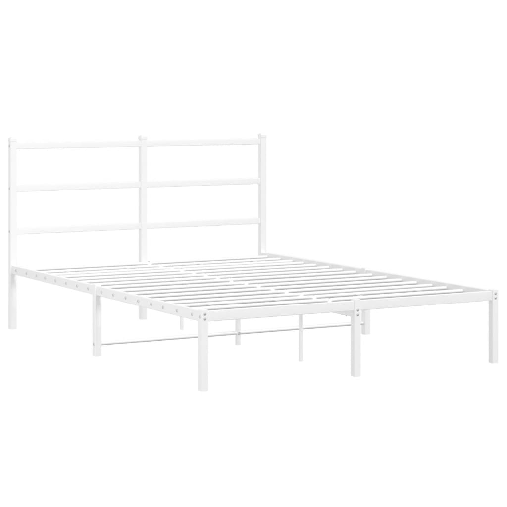 Metalni okvir za krevet s uzglavljem bijeli 140 x 200 cm