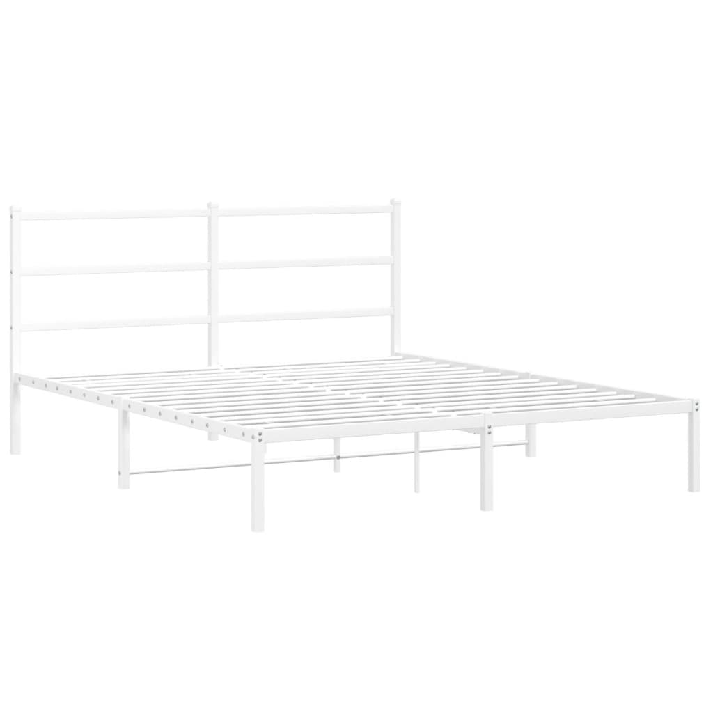 Metalni okvir za krevet s uzglavljem bijeli 150x200 cm