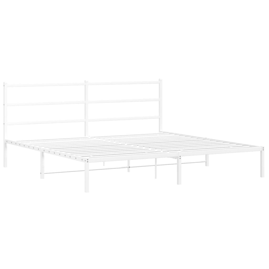 Metalni okvir za krevet s uzglavljem bijeli 180x200 cm