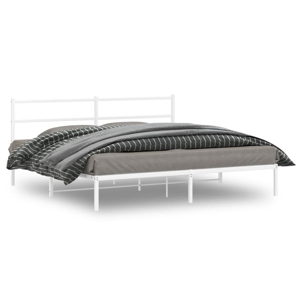 Metalni okvir za krevet s uzglavljem bijeli 180x200 cm