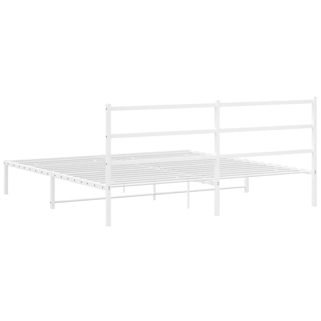 Metalni okvir za krevet s uzglavljem bijeli 183x213 cm