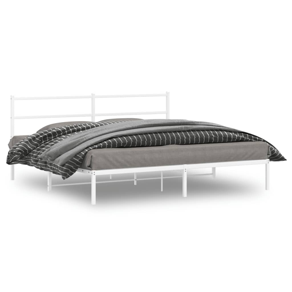 Metalni okvir za krevet s uzglavljem bijeli 193x203 cm
