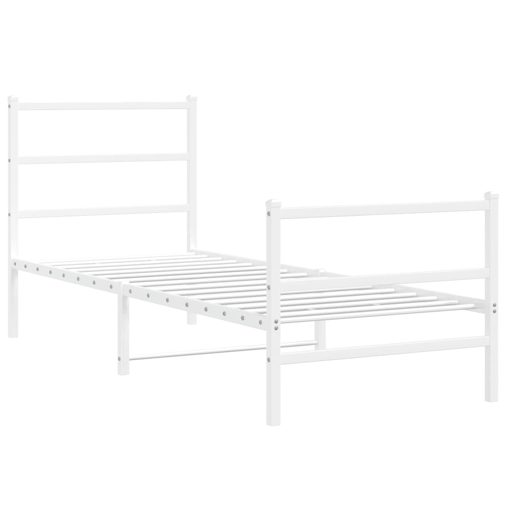 Metalni okvir kreveta s uzglavljem i podnožjem bijeli 80x200 cm