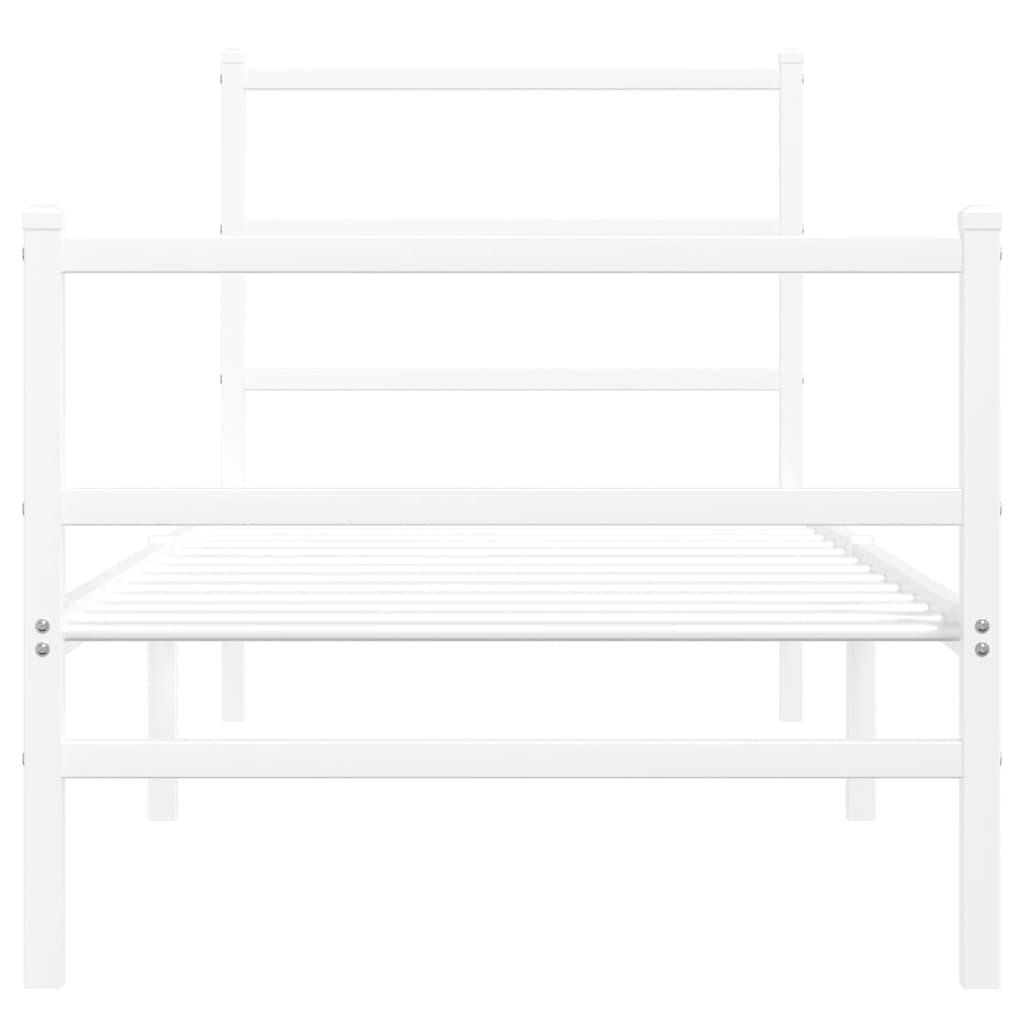 Metalni okvir kreveta s uzglavljem i podnožjem bijeli 80x200 cm
