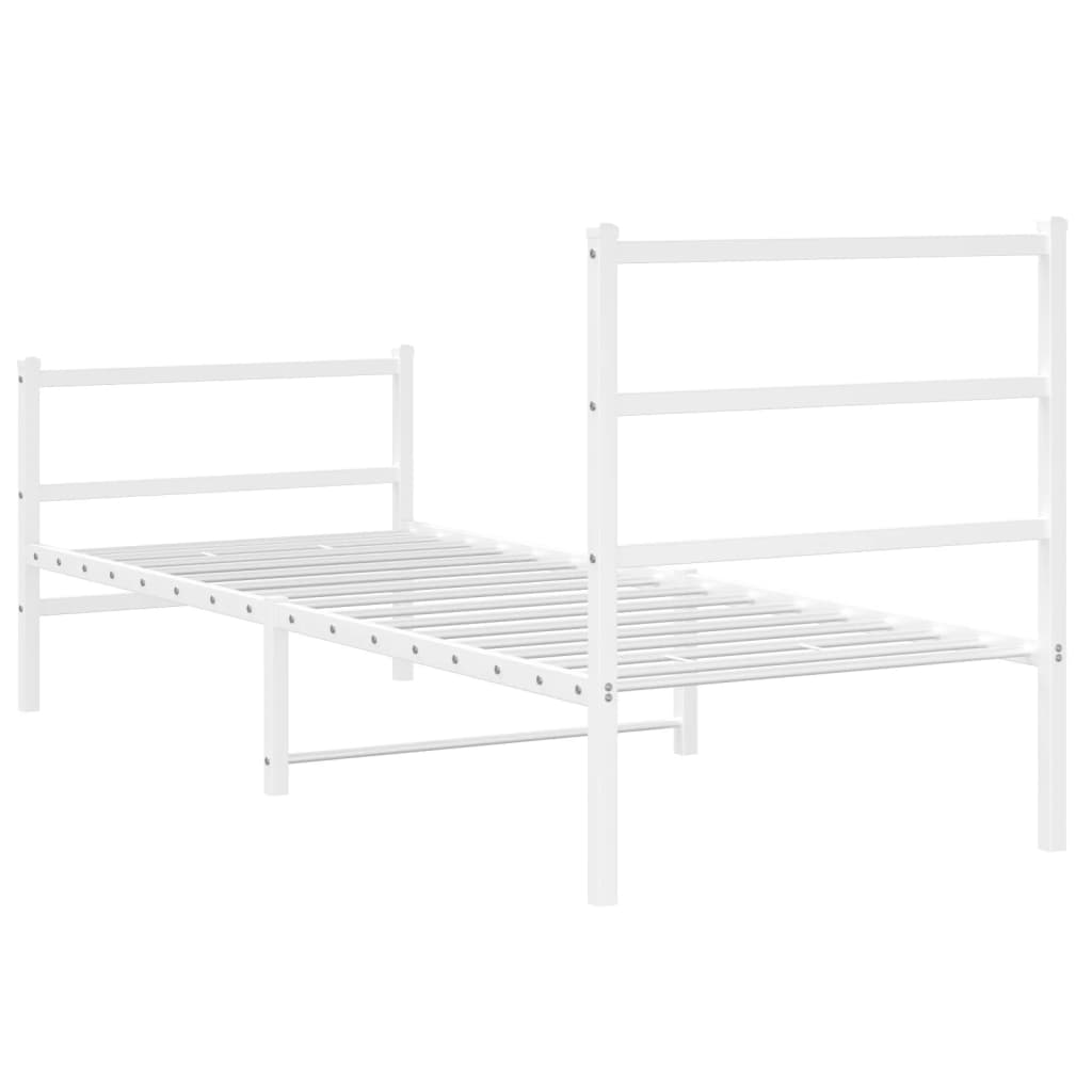 Metalni okvir kreveta s uzglavljem i podnožjem bijeli 80x200 cm