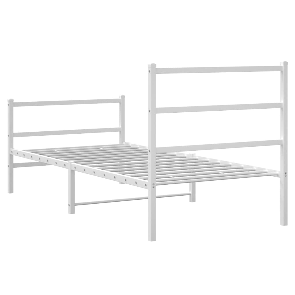 Metalni okvir kreveta s uzglavljem i podnožjem bijeli 90x190 cm