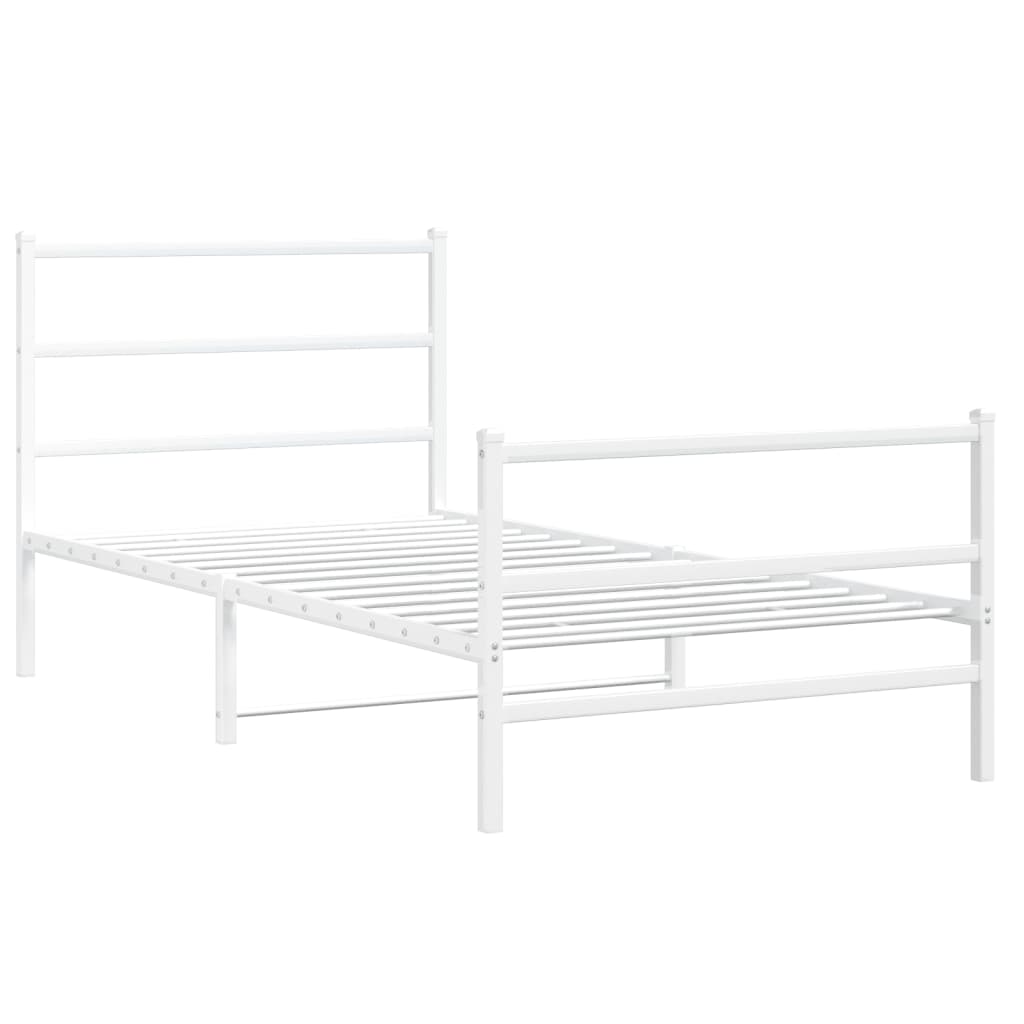 Metalni okvir kreveta s uzglavljem i podnožjem bijeli 100x200cm