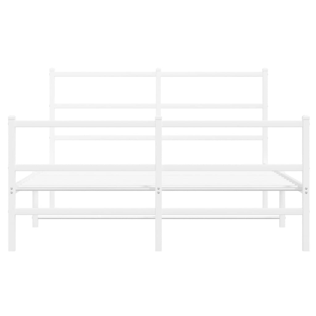 Metalni okvir kreveta uzglavlje i podnožje bijeli 140x200 cm