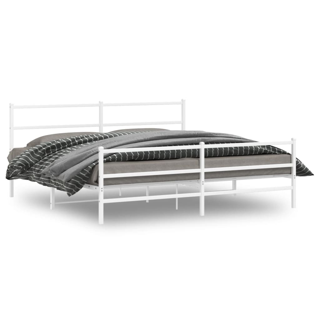 Metalni okvir kreveta uzglavlje i podnožje bijeli 200 x 200 cm