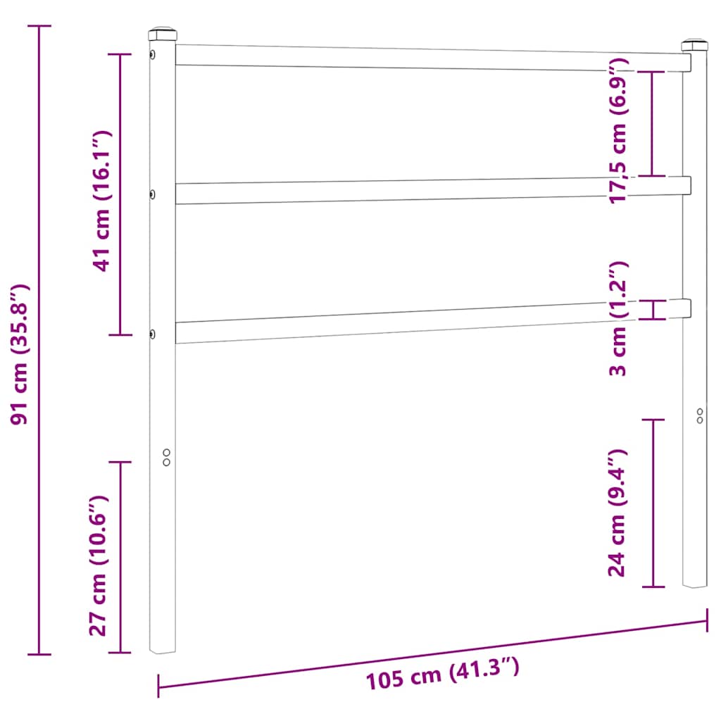 Metalno zamjensko uzglavlje bijelo 100 cm