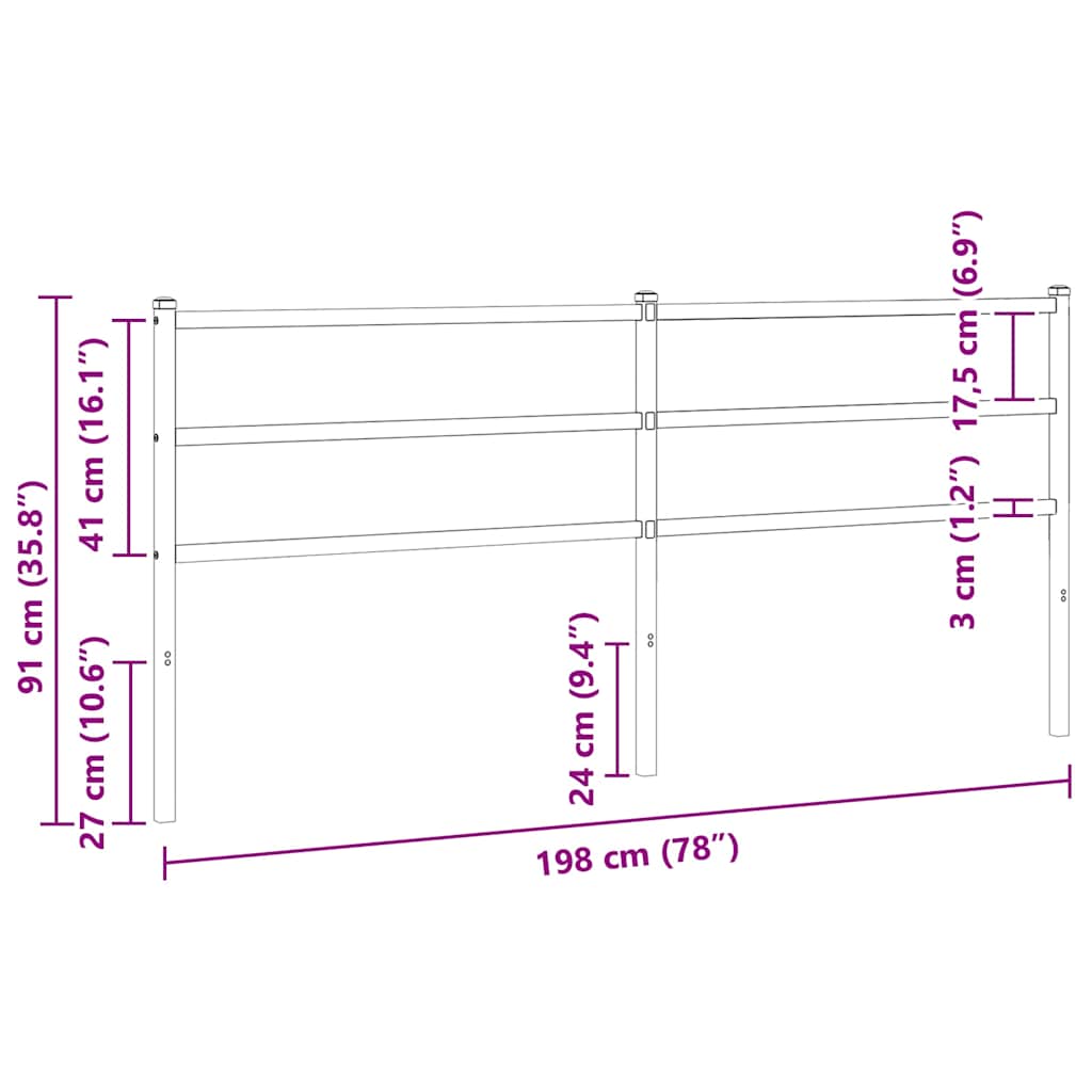 Metalno zamjensko uzglavlje bijelo 193 cm