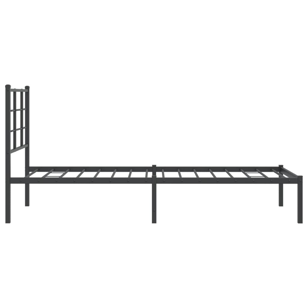 Metalni okvir za krevet s uzglavljem crni 75x190 cm