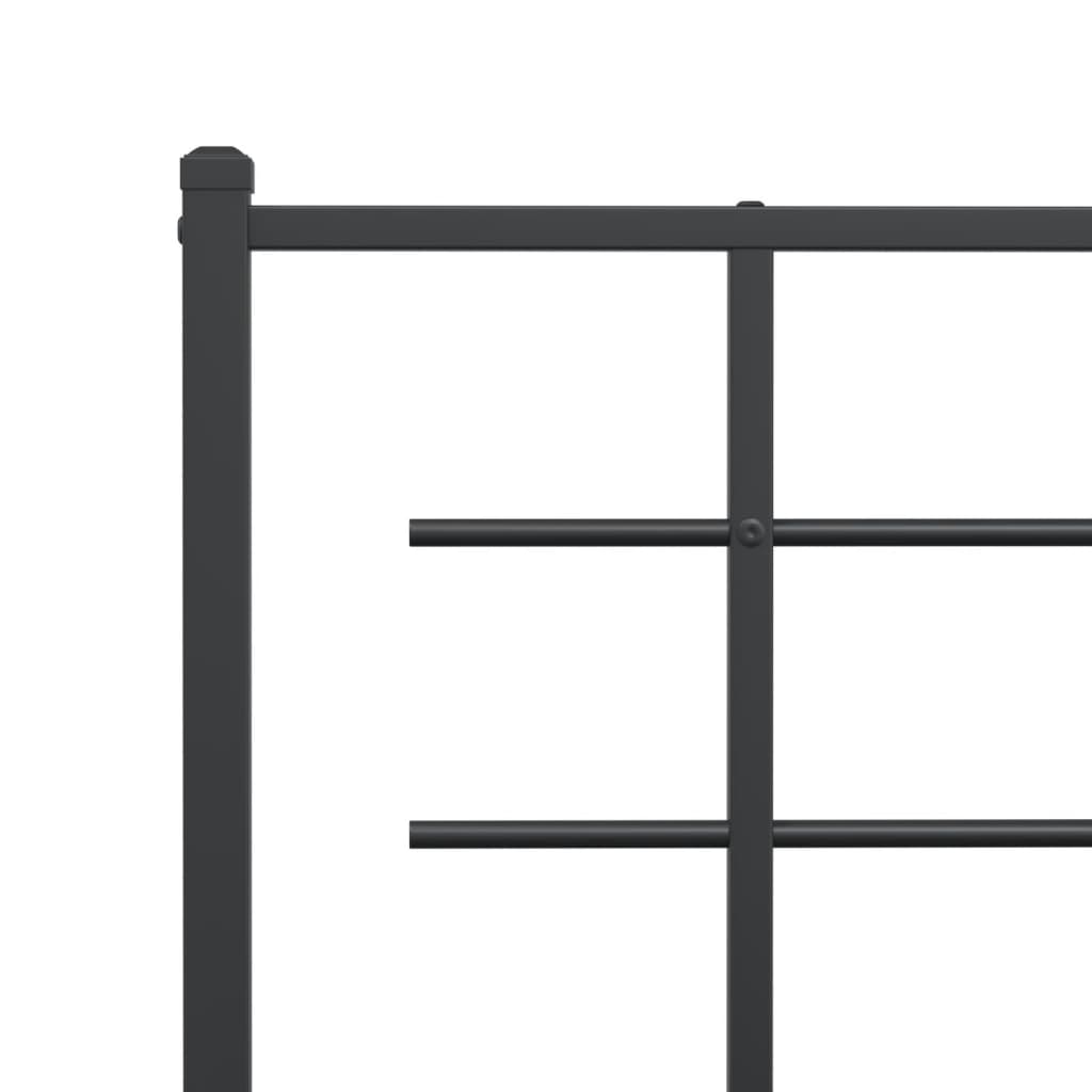 Metalni okvir za krevet s uzglavljem crni 75x190 cm