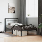 Metalni okvir za krevet s uzglavljem crni 90x190 cm